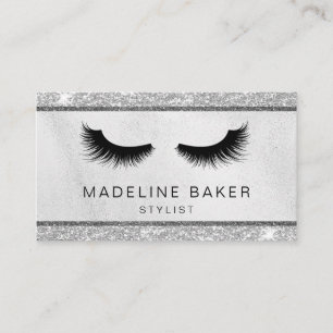 Modern Eyelash Makeup Silver Glitter Lash Lash Las Visitkort