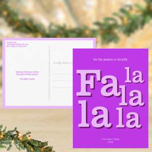 Modern Fa La Lila Enkel Minimalistisk Jul Vykort