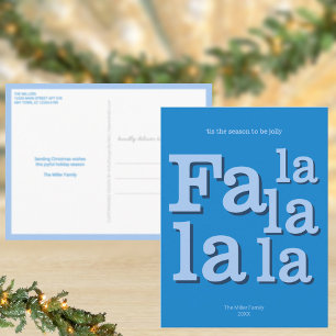 Modern Fa La Ljusblå Enkel Minimalistisk Jul Vykort