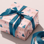 Modern Fa La Rand Julgran & Snögubbe Presentpapper<br><div class="desc">Modern och festlig fa la  rosa,  vinterscenen i rand,  med papper utformning. Enkel vattenfärgsvit pensel rand med faux guld-snurrande utformning och festlig illustration av Julgran och snögubbe. Bakgrunden färg kan ändras till kostym enligt dina önskemål. Originalritade teckningar av Moodthology Papery.</div>