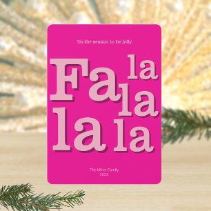 Modern Fa La Shock rosa Simple Typography-Chic Julkort
