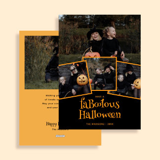 Modern Faboolous Halloween Photo Collage Julkort