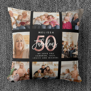 Modern Fabulous 50:e födelsedag Foton Ro Guld Kudde