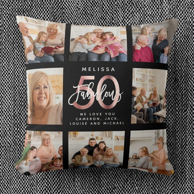 Modern Fabulous 50:e födelsedag Foton Ro Guld Kudde (Skapare uppladdad)