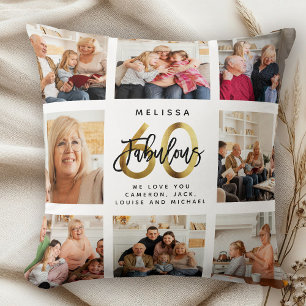 Modern Fabulous 60:e födelsedag Photo Collage Gul Kudde