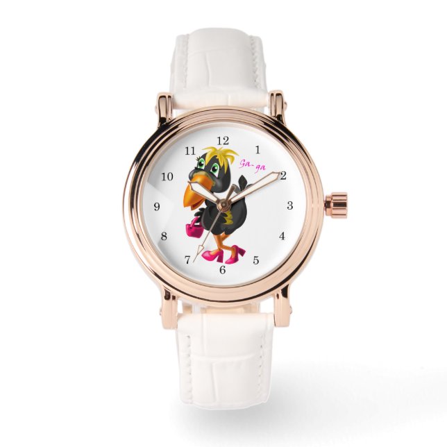 Modern Fågel Roligt Ur Armbandsur (Framsida)