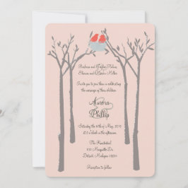 Modern fågelinbjudan och Träd bröllopsinbjudan Inbjudningar
