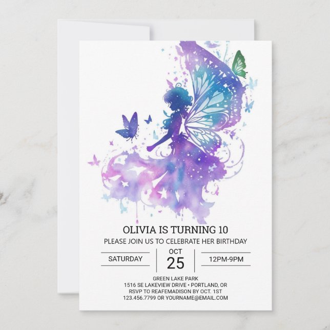 Modern Fairycore Birthday Inbjudningar (Framsida)