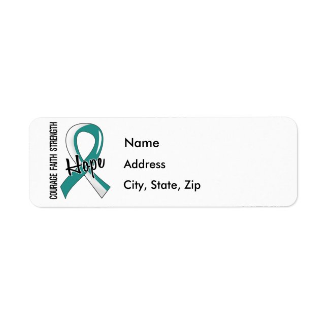 Modern Faith Hope 5 Cervical Cancer Returadress Etikett (Framsidan)