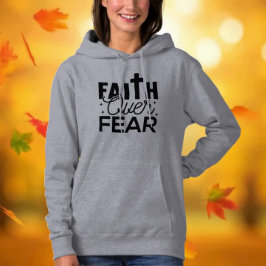 Modern FAITH over FEAR BLACK Text Grått T-Shirt