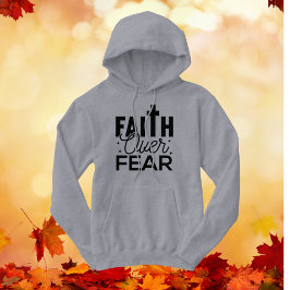 Modern FAITH over FEAR BLACK Text Grått T-Shirt