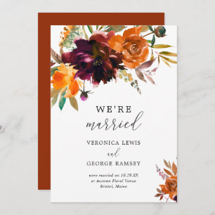 Modern Fall Blommigt Rustic Wedding Reception Inbjudningar
