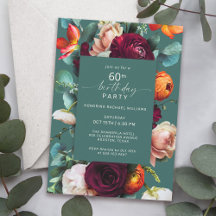 Modern Fall Blommigt Teal 60:e Födelsedagsfesten