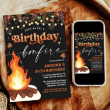 Modern Fall Bonfire Birthday, Bonfire Bash