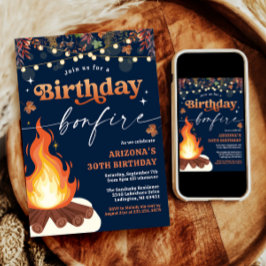 Modern Fall Bonfire Birthday, Bonfire Bash Inbjudningar