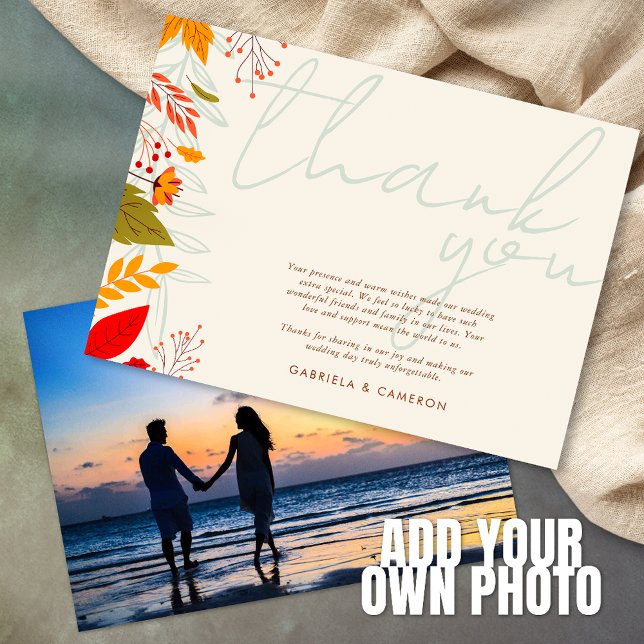 Modern Fall Bright-Blommigt - enkel ivoriansk Bröl Tack Kort (Skapare uppladdad)