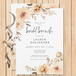 Modern Fall Champagne Blommigt Ram Möhippa Brunch Inbjudningar