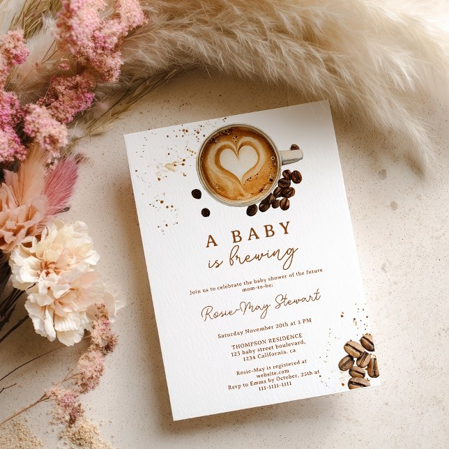 Modern Fall Coffee Baby är en babystötare. Inbjudningar (Modern Fall Coffee Baby is Brewing Baby Shower Invitation)