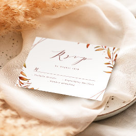 Modern Fall Greenery Geometric Rustic Bröllop OSA Kort