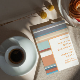 Modern Fall Harvest 35e Birthday Colorful Rand Inbjudningar