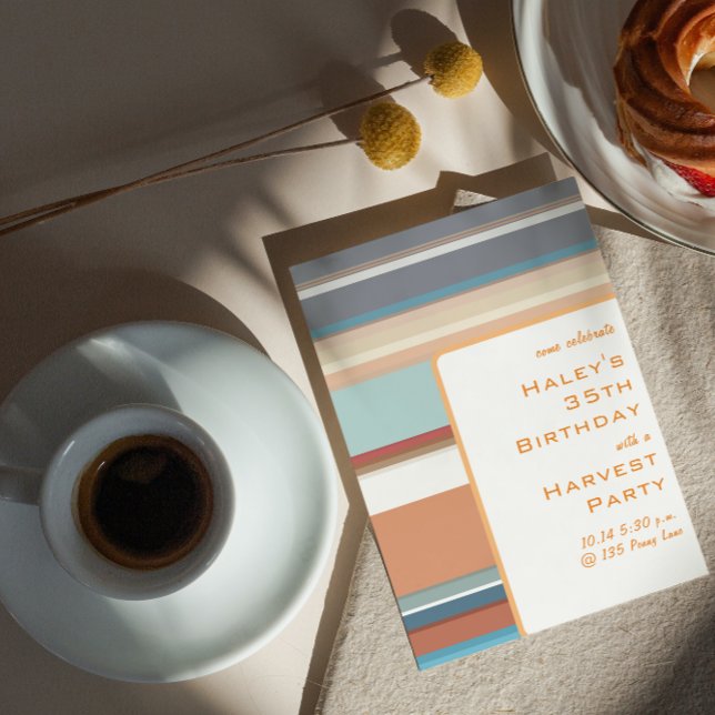 Modern Fall Harvest 35e Birthday Colorful Rand Inbjudningar (Skapare uppladdad)