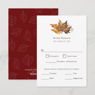 Modern Fall Höst löv Simple Bröllop OSA Kort