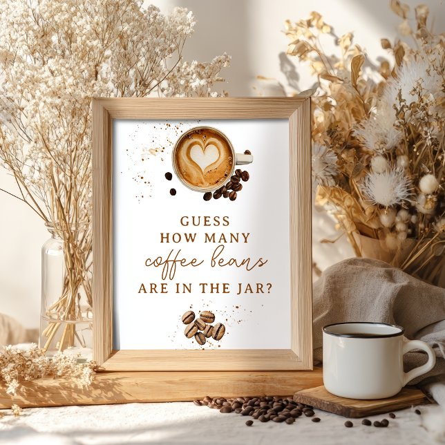 Modern fall Hur många kaffebönor babyskor? Poster (Modern Fall How many Coffee Beans Baby Shower Poster)