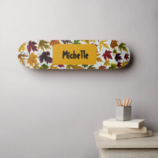 Modern Fall Lämna Personlig Namn Mini Skateboard Bräda 18,5 Cm