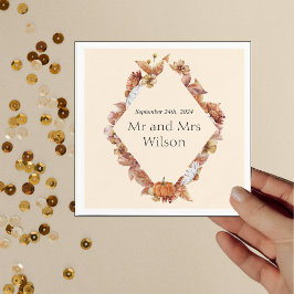 Modern Fall Orange BOHO Bröllop Dinner Cocktail Pappersservett