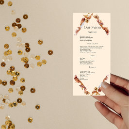 Modern Fall Orange BOHO Bröllop Dinner Menu Meny