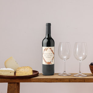 Modern Fall Orange BOHO Bröllop Vin-etiketter Vinflaska Etikett