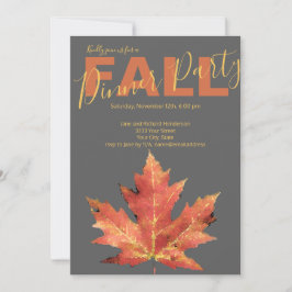Modern Fall Orange Grått Dinner Party-inbjudan Inbjudningar