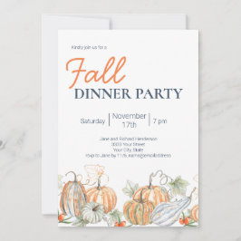 Modern Fall Pumpkin Dinner Party-inbjudan Inbjudningar