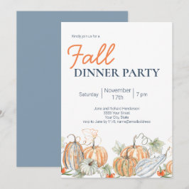 Modern Fall Pumpkin Dinner Party-inbjudan Inbjudningar