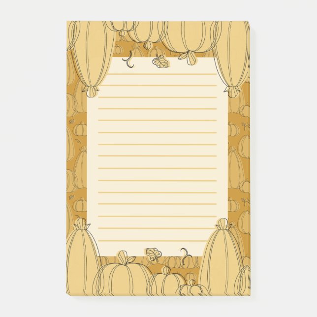 Modern Fall Pumpkin Mönster i Orange Post-it Block (Framsida)