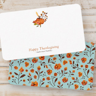 Modern Fall Pumpkins Mönster Thanksgiving Placeringskort