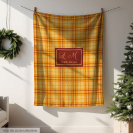 Modern Fall Tartan Plaid Blanket Chic Custom Name Fleecefilt