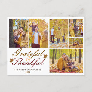 Modern Fall thanksgiving-familjens fotocollage Hol Helg Vykort