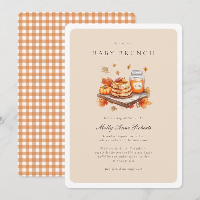 Modern Fall Watercolor Baby Brunch-inbjudan Inbjudningar (Fram/baksida)