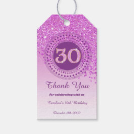Modern Fallande Rosa Glitter 30-årsdag Presentetikett