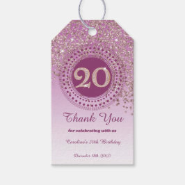 Modern Fallande Roséguld Glitter 20-årsdag Presentetikett