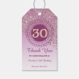 Modern Fallande Roséguld Glitter 30-årsdag Presentetikett