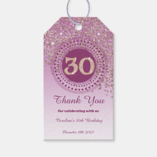 Modern Fallande Roséguld Glitter 30-årsdag Presentetikett