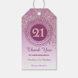 Modern Falling Rose Gold Glitter 21st Birthday Presentetikett