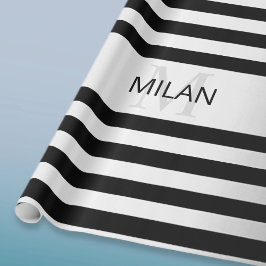 Modern Fals Silver Ombre Ränder & Svart Presentpapper