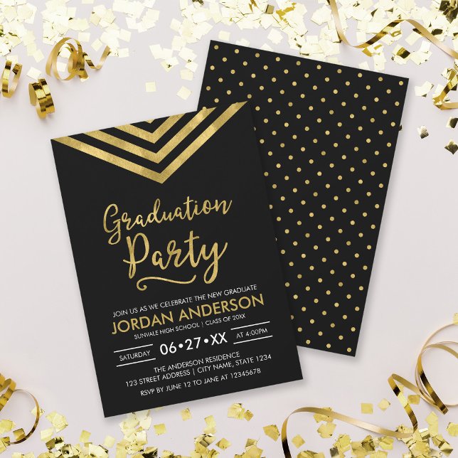 Modern Falsk Guld Chevron Examenstårtor Party Inbjudningar (Skapare uppladdad)