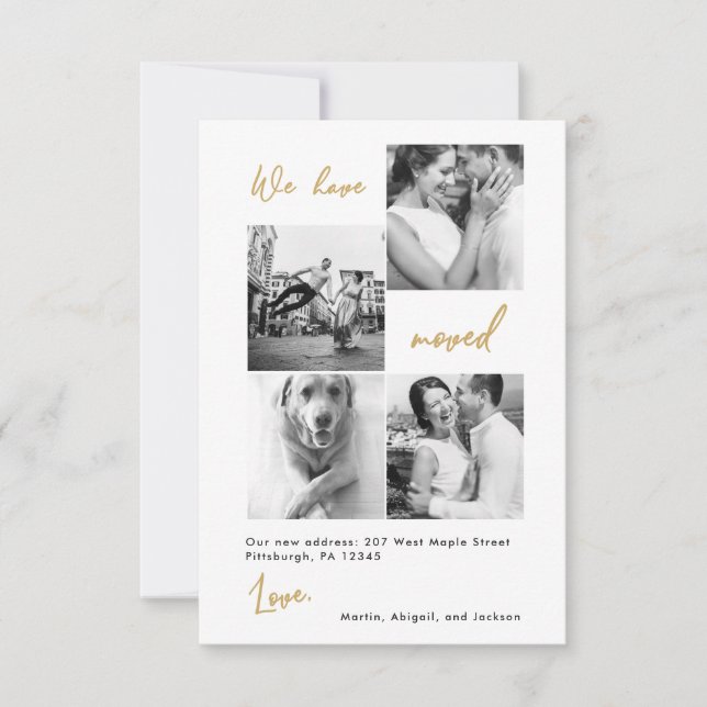 Modern Falsk Guld Karta Ändring Av Adress Foto Tack Kort (Framsida)