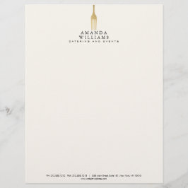 Modern Falsk Guldgaffel Catering Logotyp Elfenben Brevhuvud