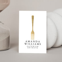 Modern Falsk Guldgaffel Catering Logotyp Vertikal