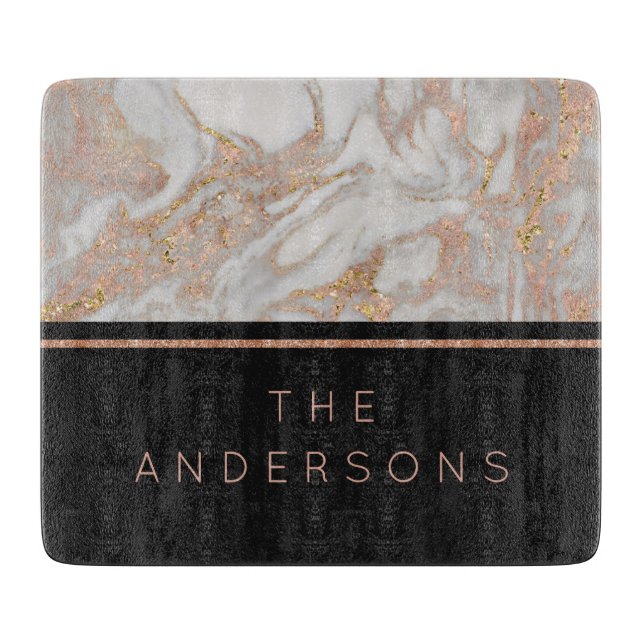 Modern Falsk Roséguld Marmor Virvel Monogram (Framsidan)